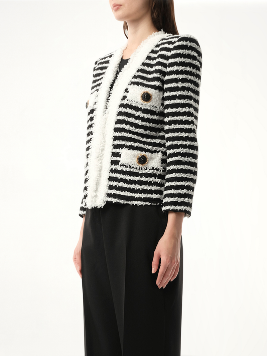 4PKT Mariniere Tweed Jacket in Black/White
