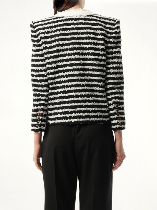 4PKT Mariniere Tweed Jacket in Black/White