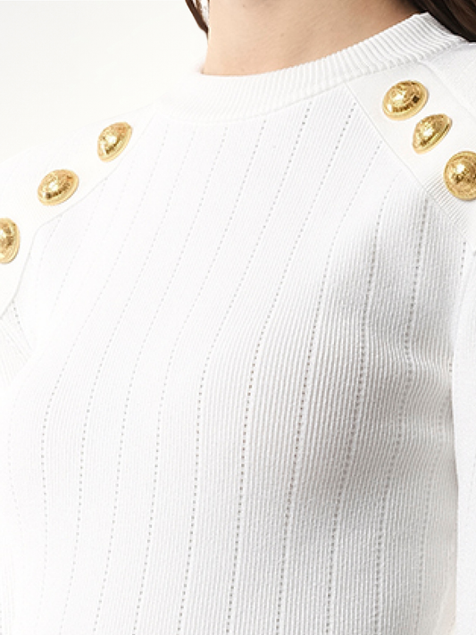 6 BTN Knit Pullover in White