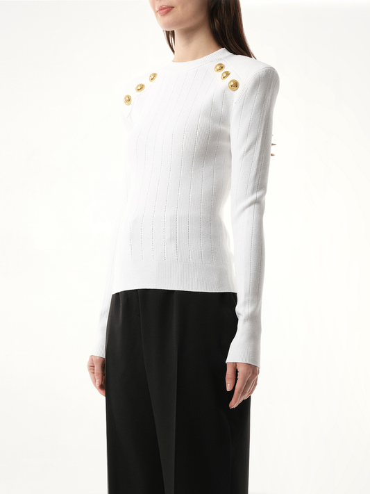 6 BTN Knit Pullover in White