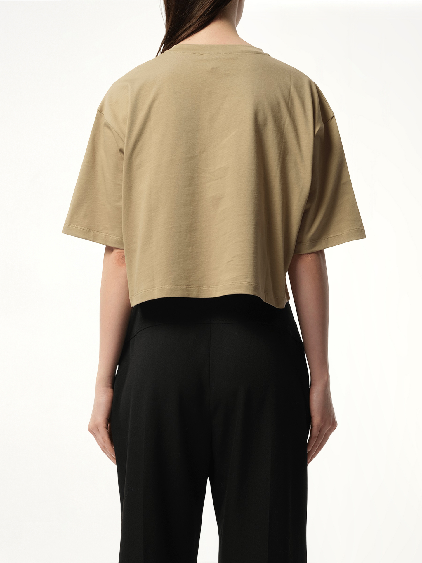 Balmain Printed Cropped T-Shirt in Beige/White