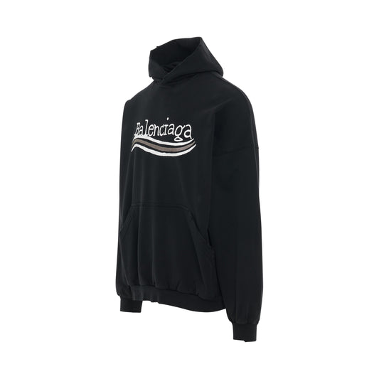 Hand drawn Political Campaign Oversized Hoodie in Black