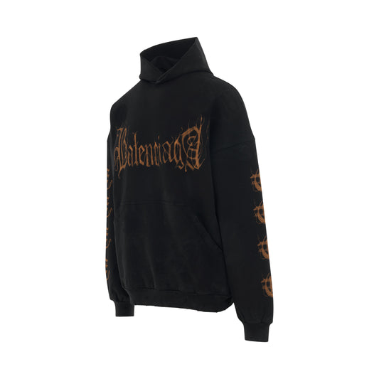 Heavy Metal Oversized Hoodie in Washed Black