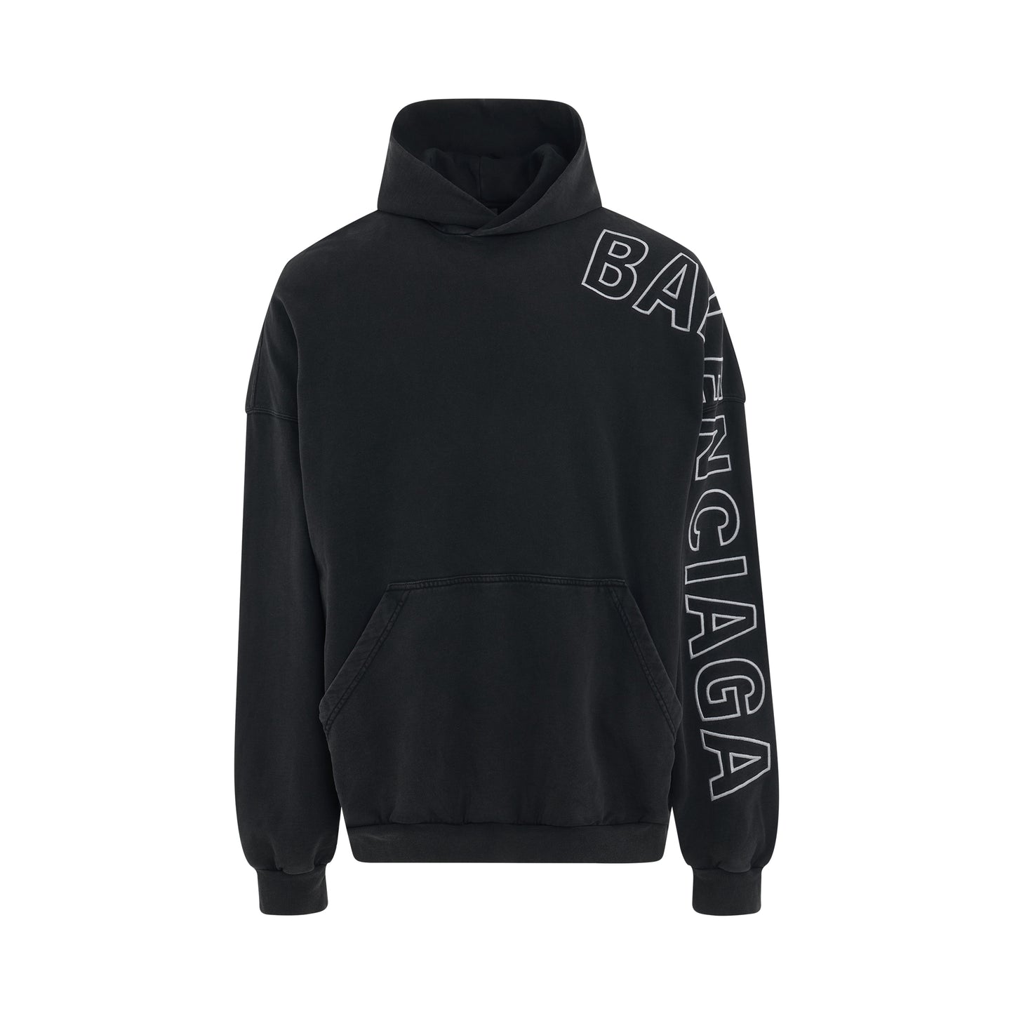 Outline Logo Oversized Hoodie in Washed Black