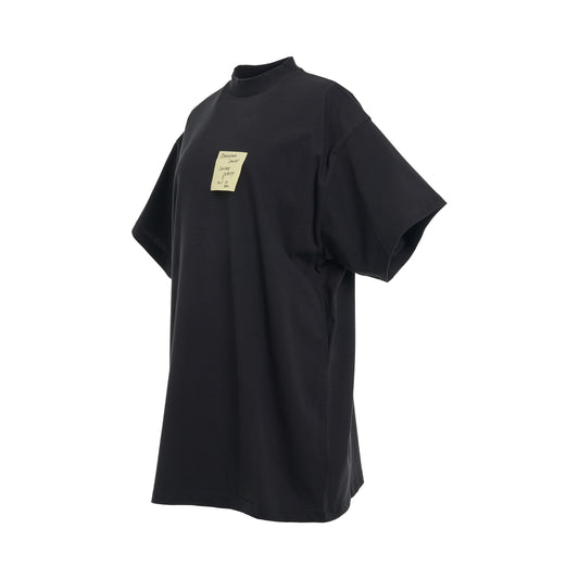 Sticky Note Oversized T-Shirt in Washed Black