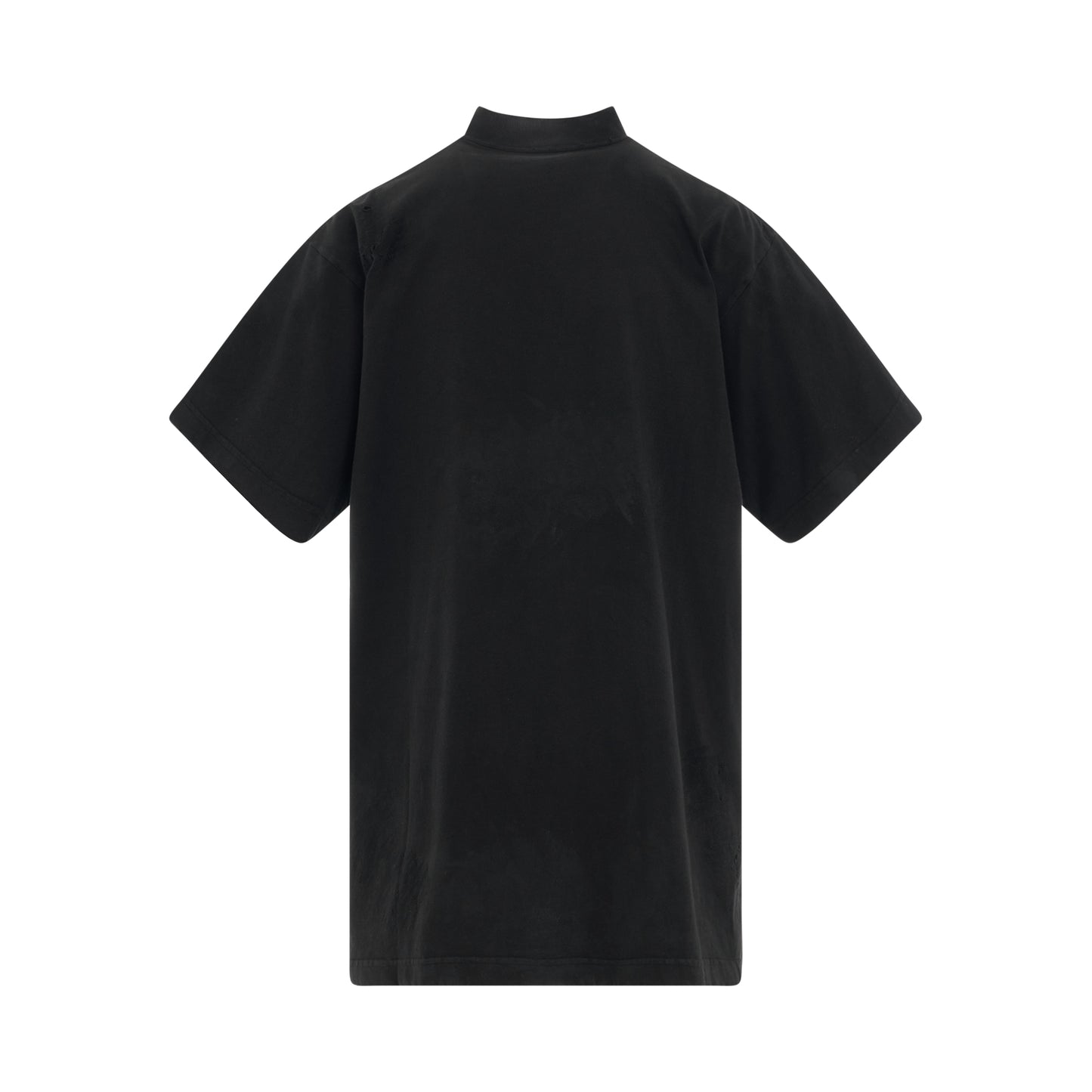 Logo Patch Distressed Oversized T-Shirt in Washed Black