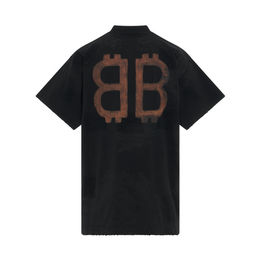 Crypto Logo Oversized T-Shirt in Washed Black