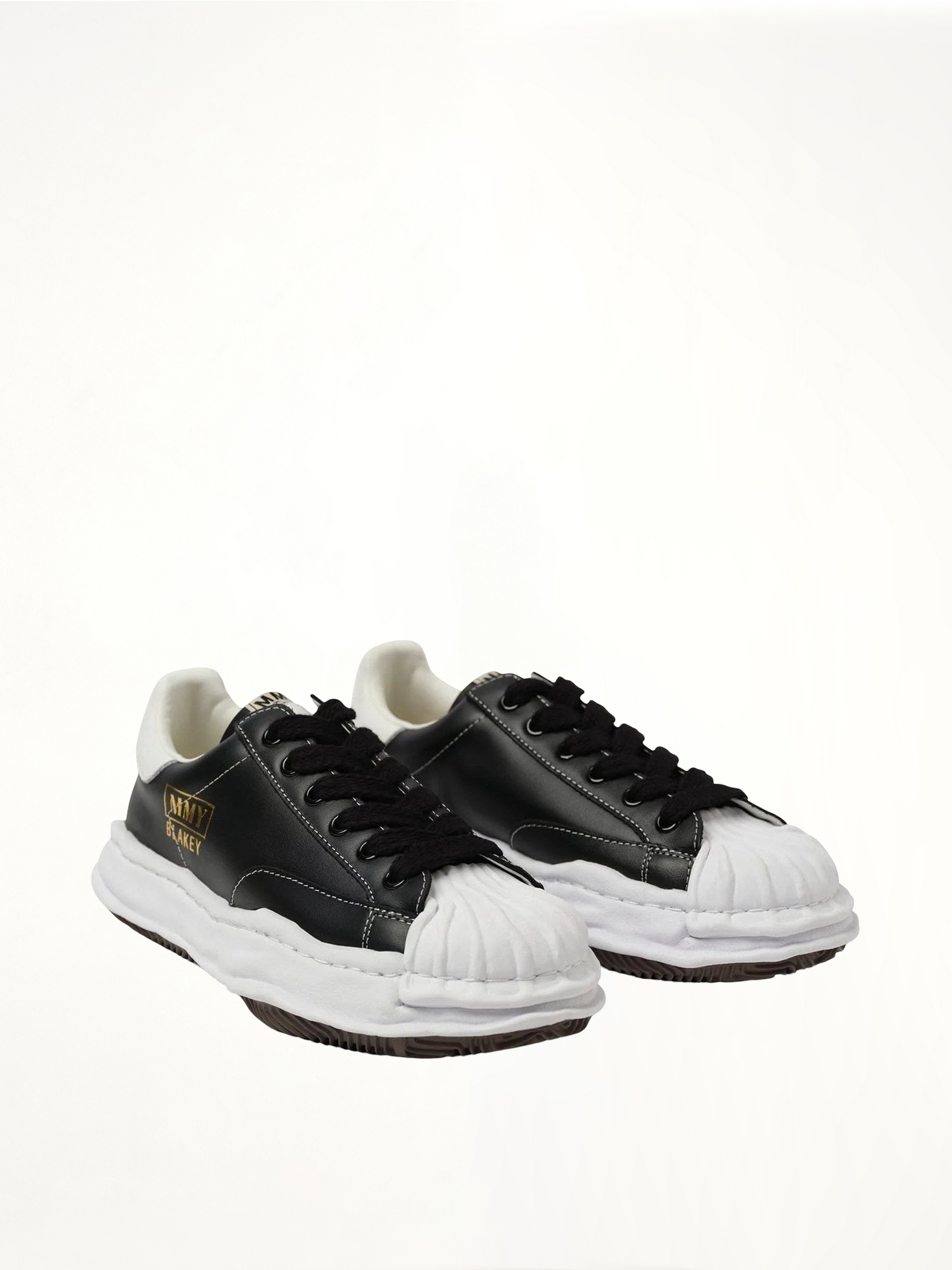 BLAKEY OG Leather Low Top Sneaker in Black Front View | MAISON MIHARA YASUHIRO