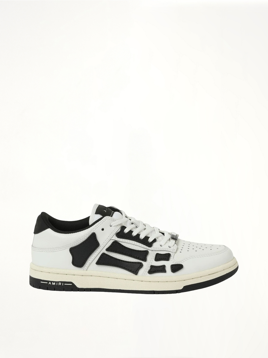 Skeleton Low Top Sneaker in White/Black Side View | AMIRI