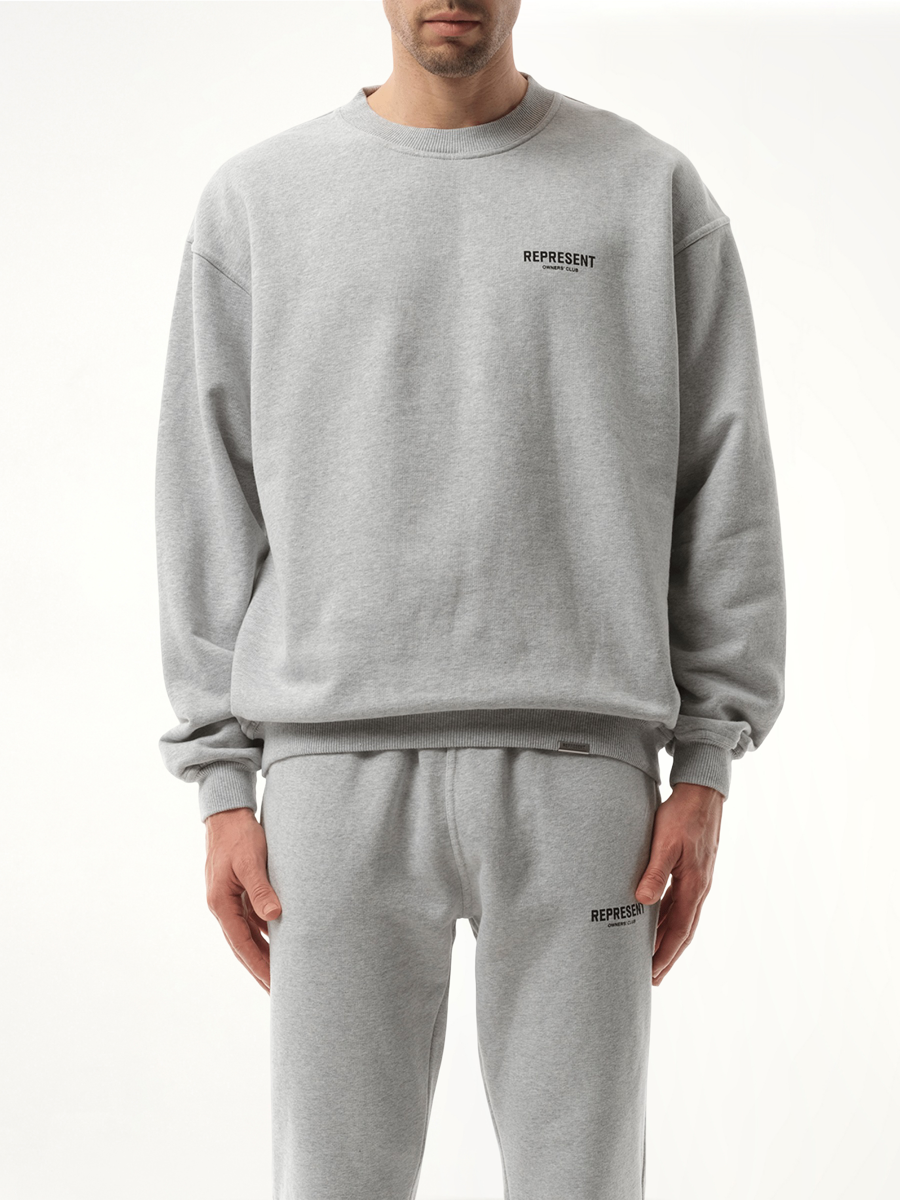 Represent Owners Club Sweatshirt in Ash Grey/Black