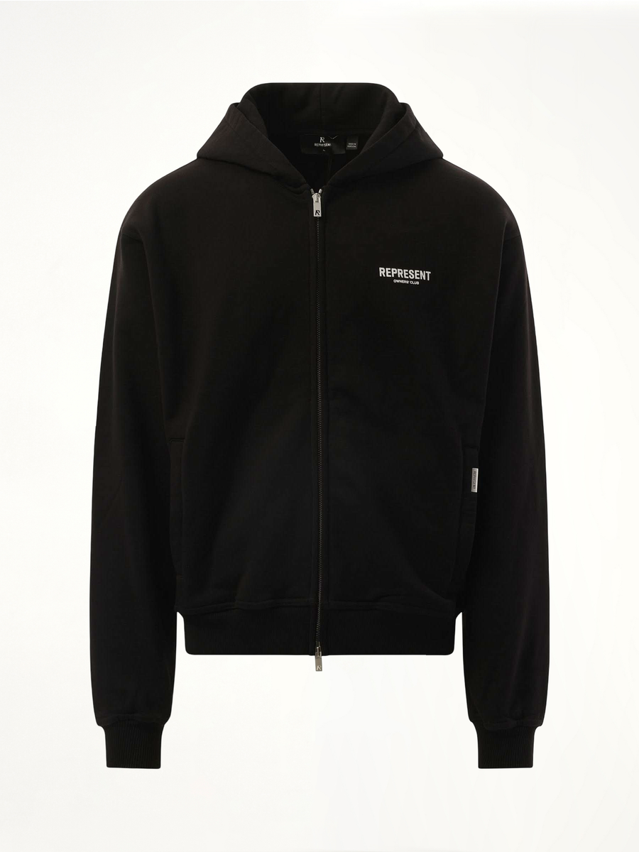 Represent Owners Club Zip Hoodie in Black