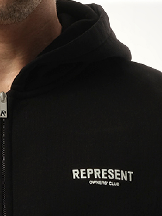 Represent Owners Club Zip Hoodie in Black