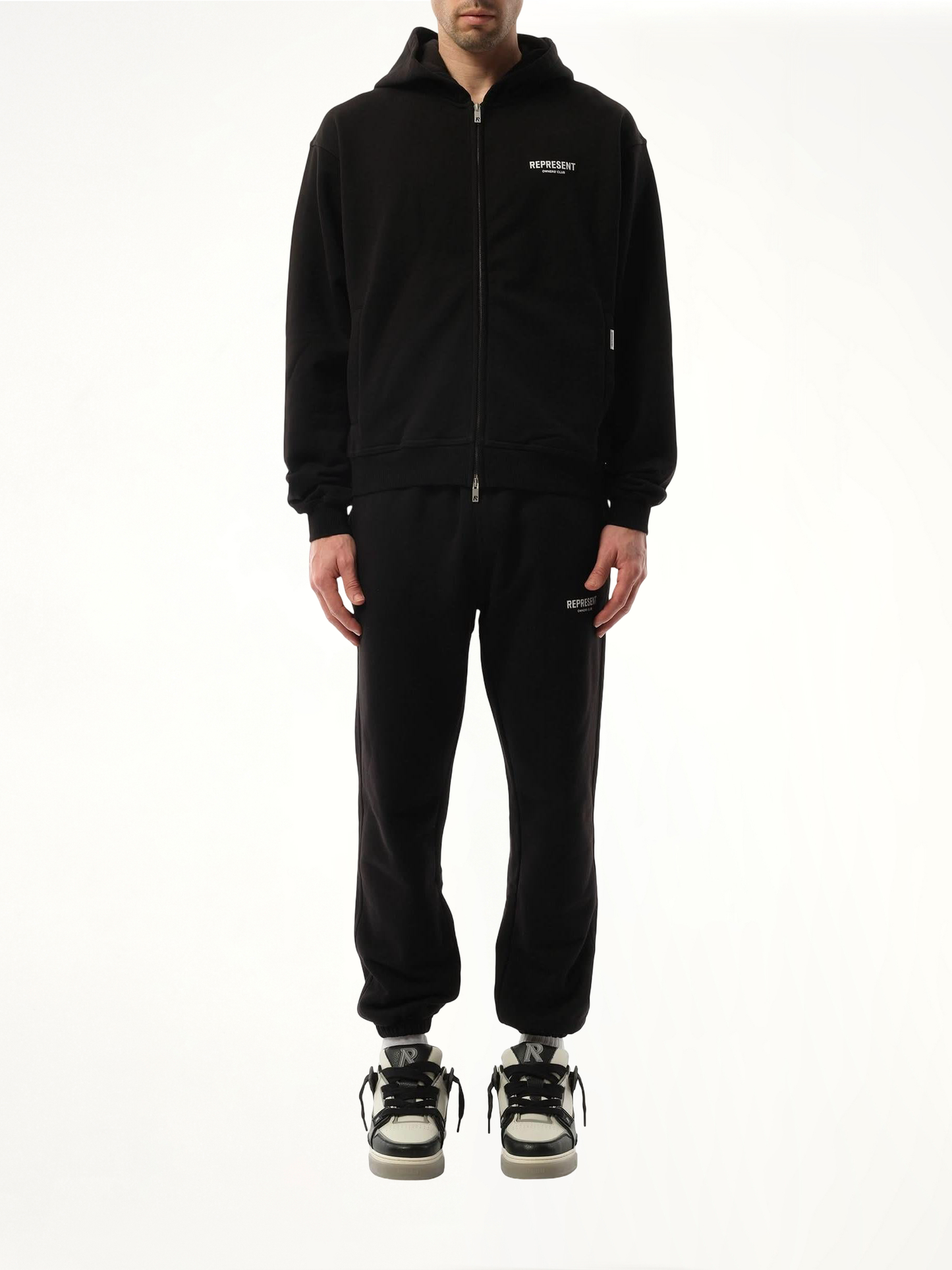 Represent Owners Club Zip Hoodie in Black