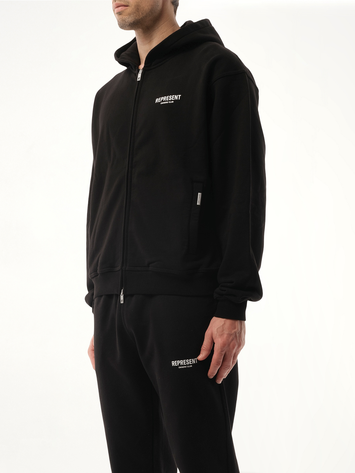 Represent Owners Club Zip Hoodie in Black