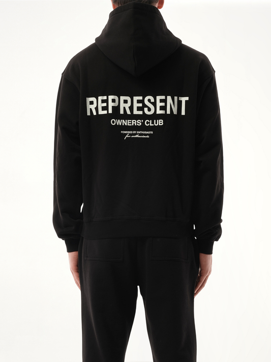 Represent Owners Club Zip Hoodie in Black