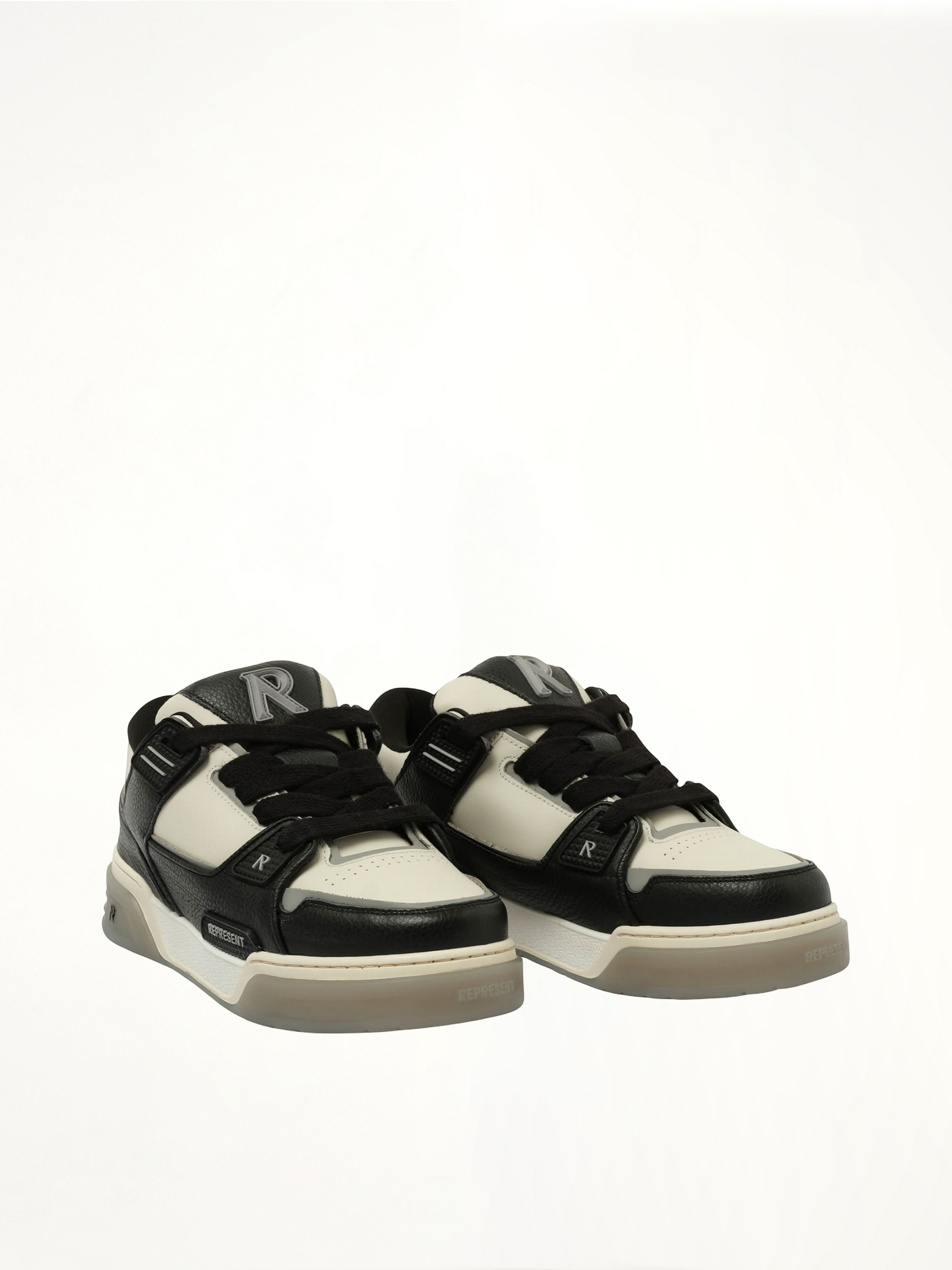 Studio Sneaker in Black/Vintage White Front View | REPRESENT
