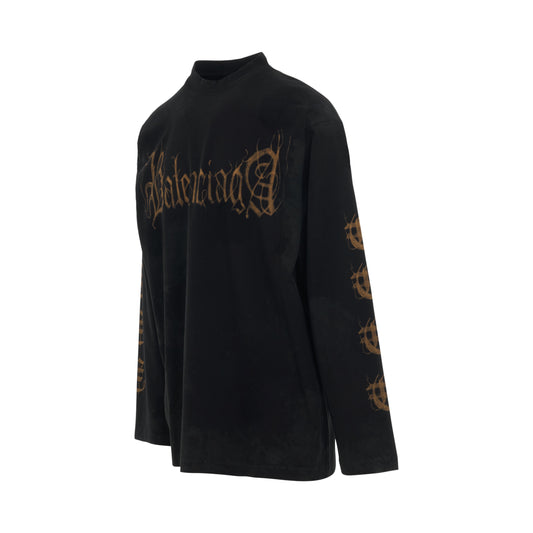 Heavy Metal Long Sleeve T-Shirt in Washed Black