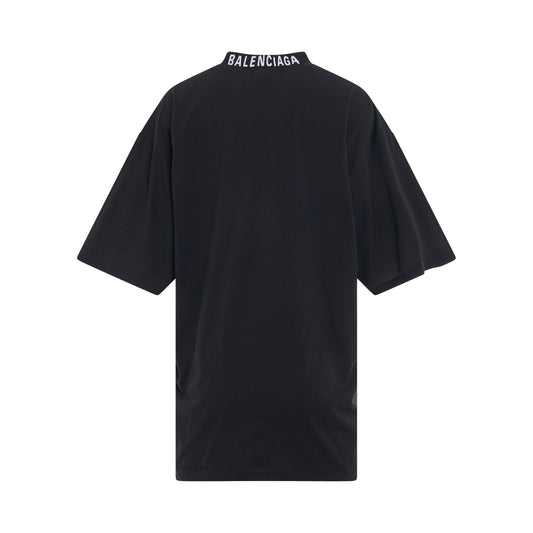 Logo Printed Crewneck T-shirt in Washed Black/White