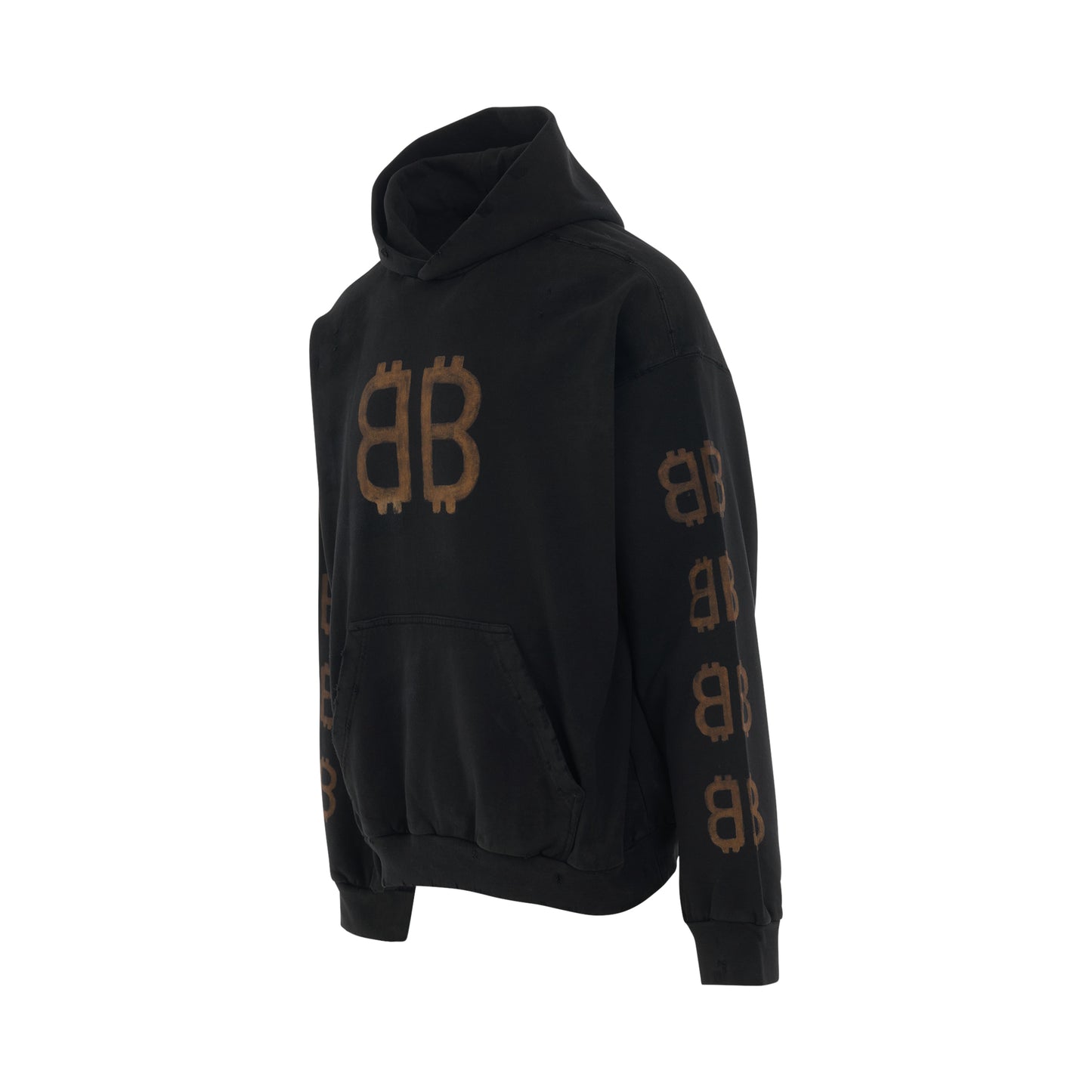 Crypto Logo Medium Fit Hoodie in Washed Black