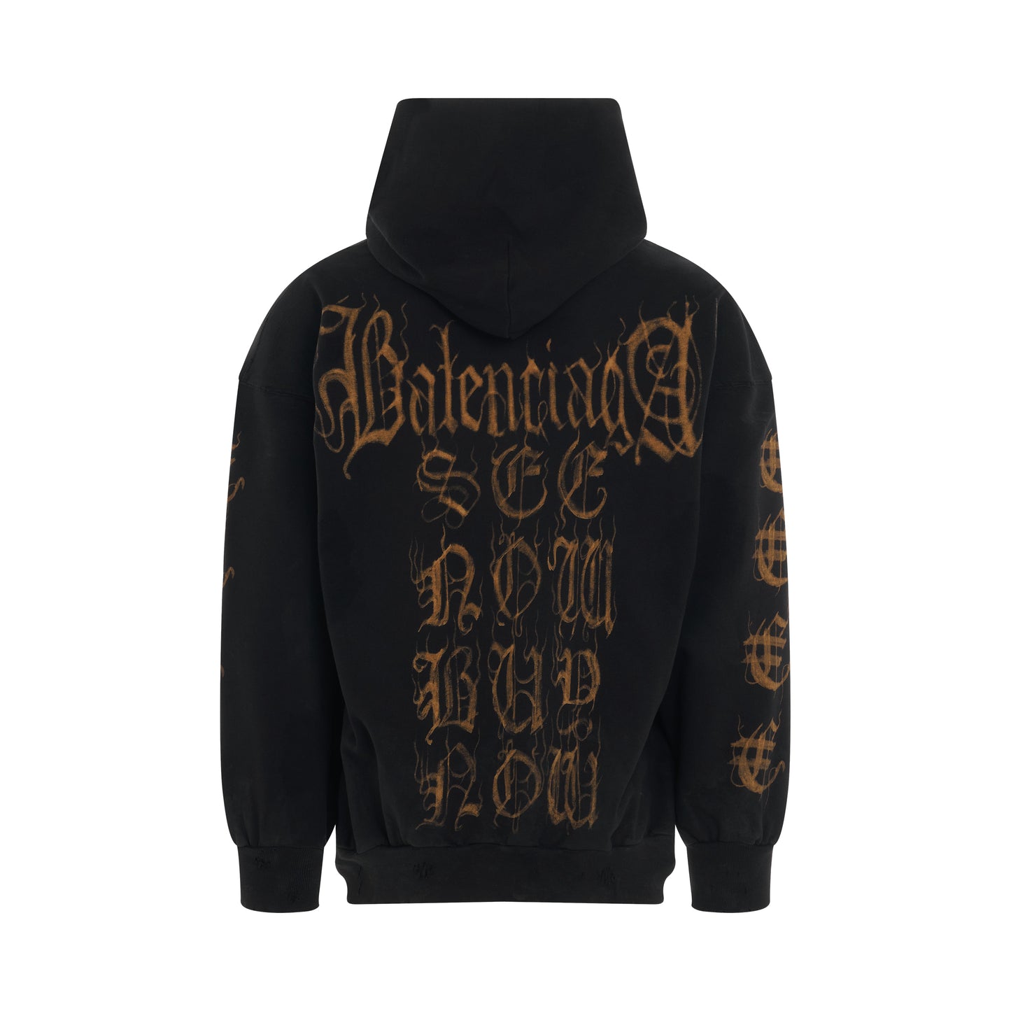 Heavy Metal Artwork Zip-Up Hoodie in Washed Black