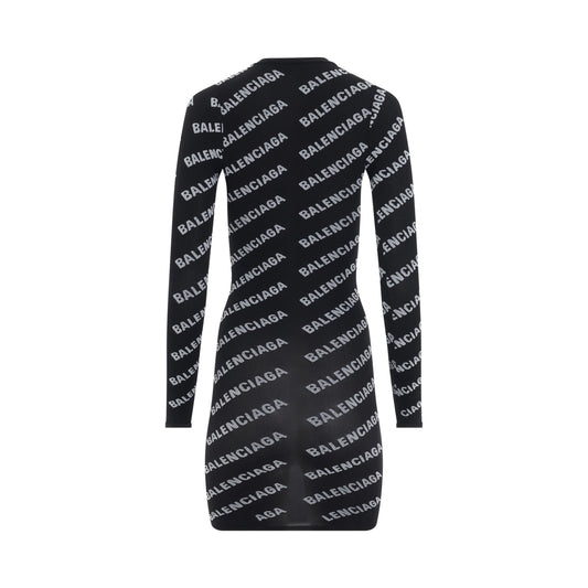 Allover Logo Dress in Black