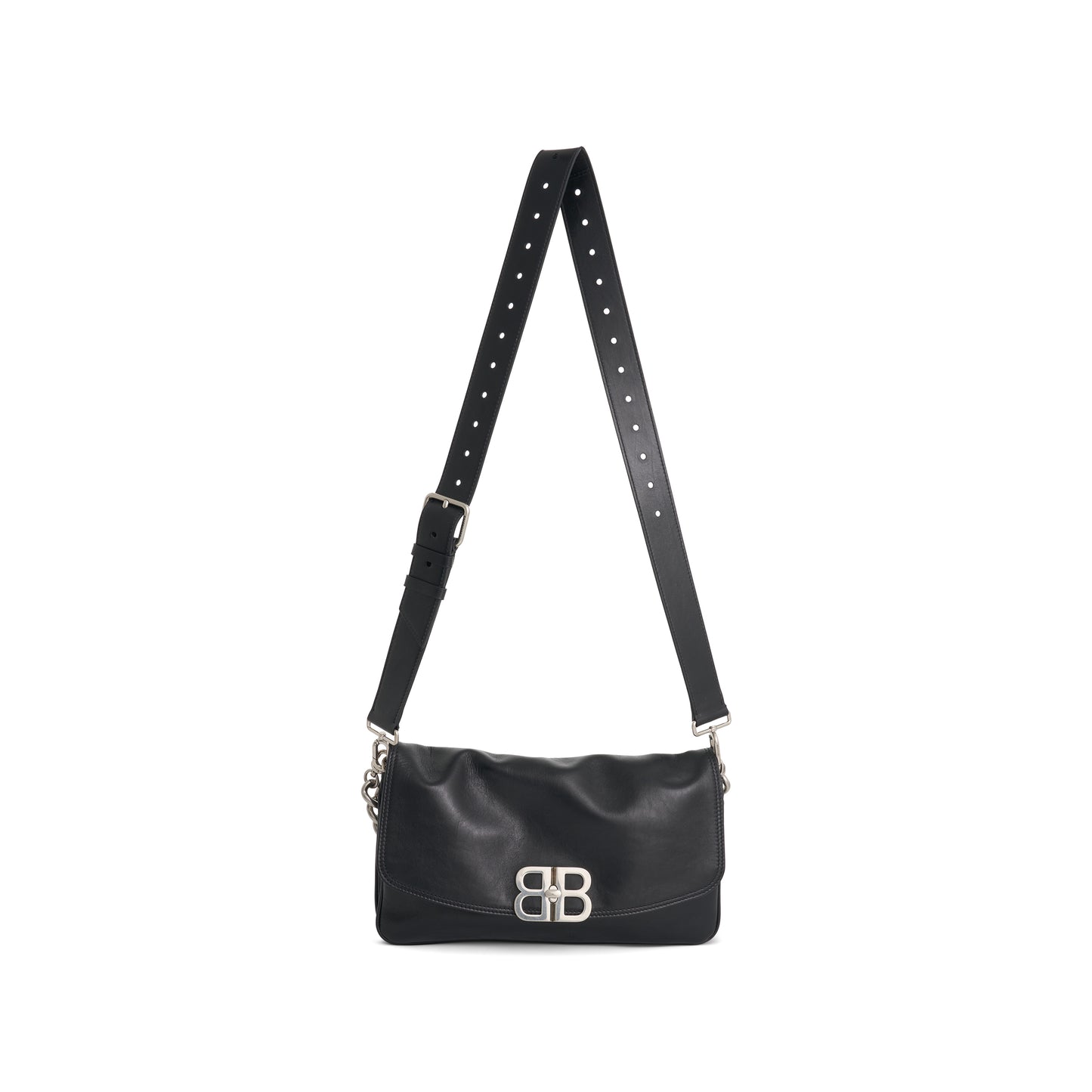 Medium BB Soft Flap Bag in Black