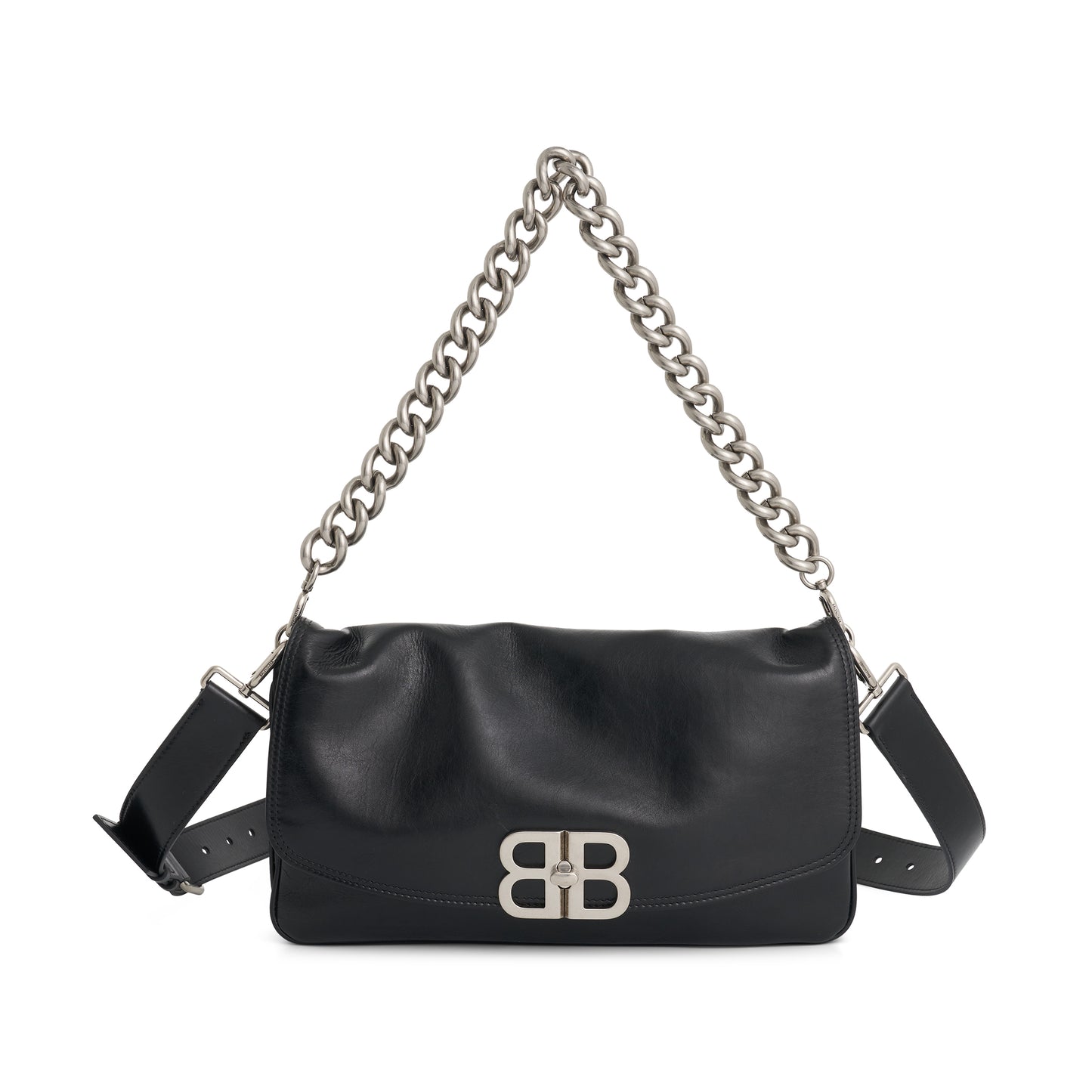 Medium BB Soft Flap Bag in Black