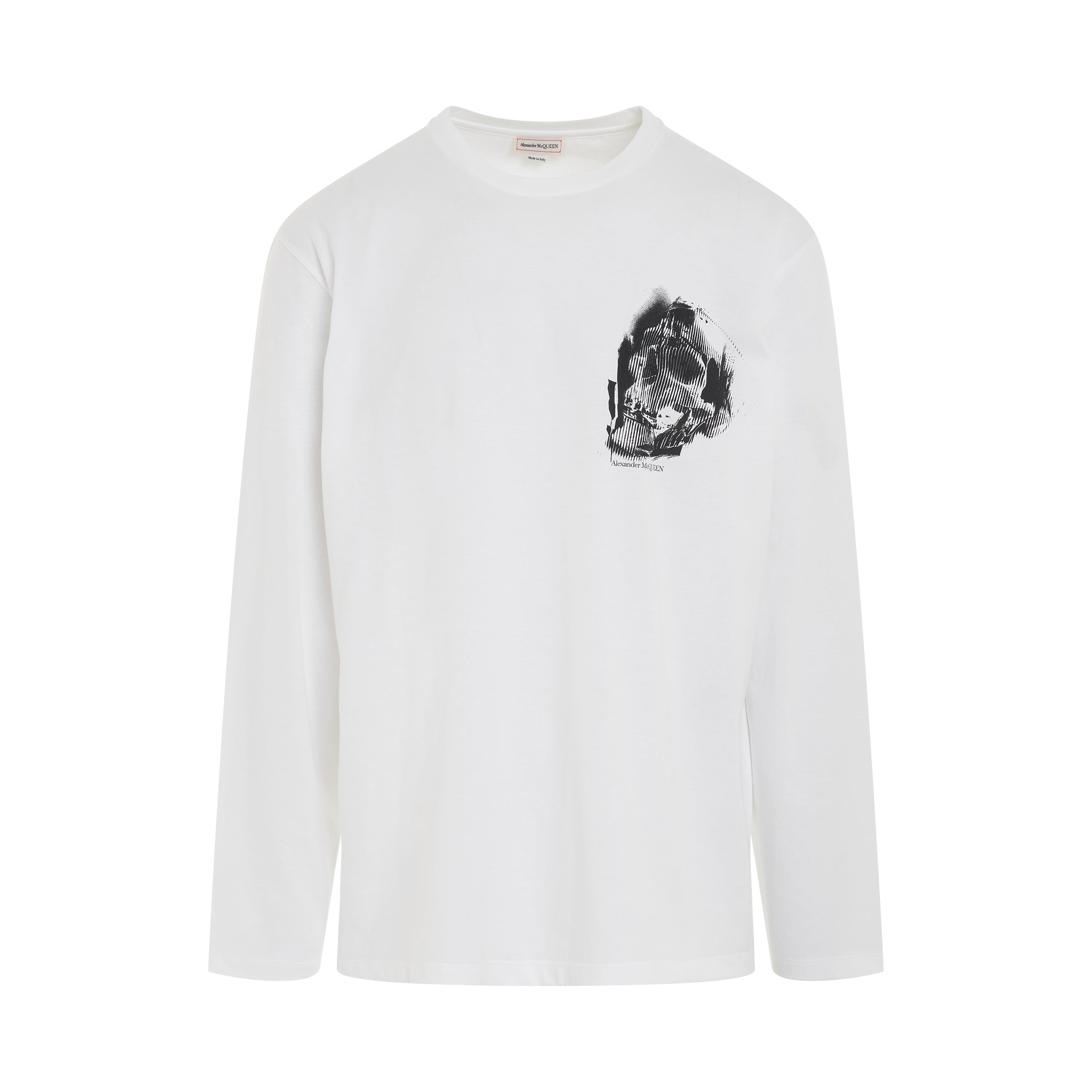 Collage Skull Logo Long Sleeve T-Shirt in White