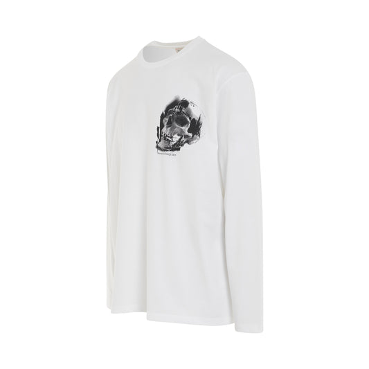 Collage Skull Logo Long Sleeve T-Shirt in White