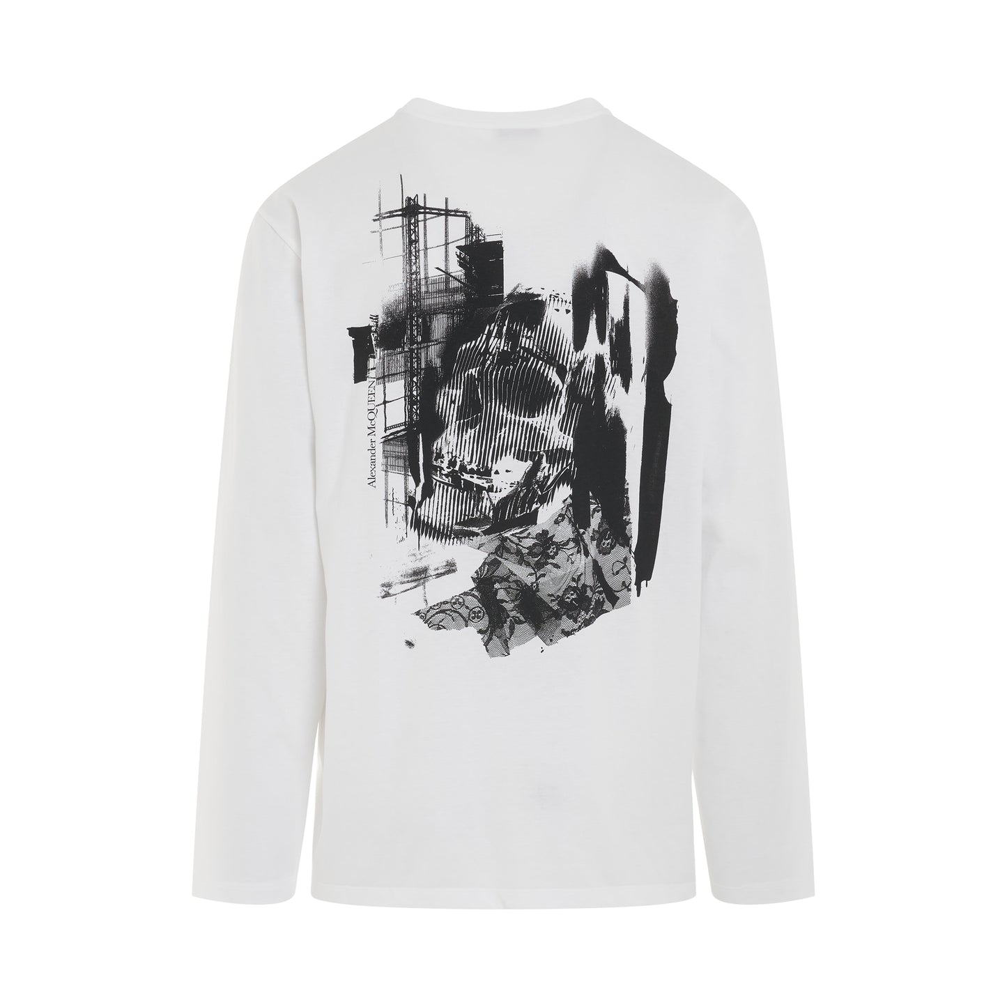 Collage Skull Logo Long Sleeve T-Shirt in White