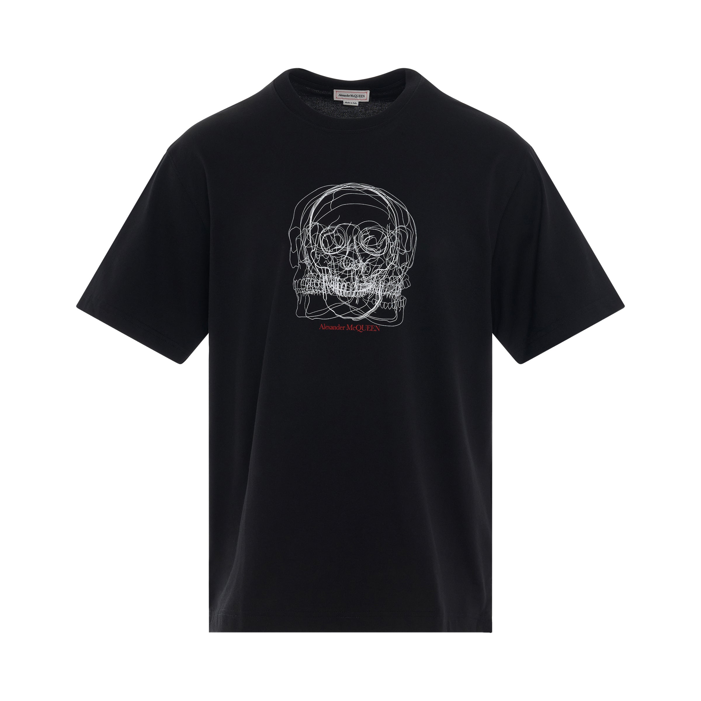 Sketch Skull Print Logo T-Shirt in Black