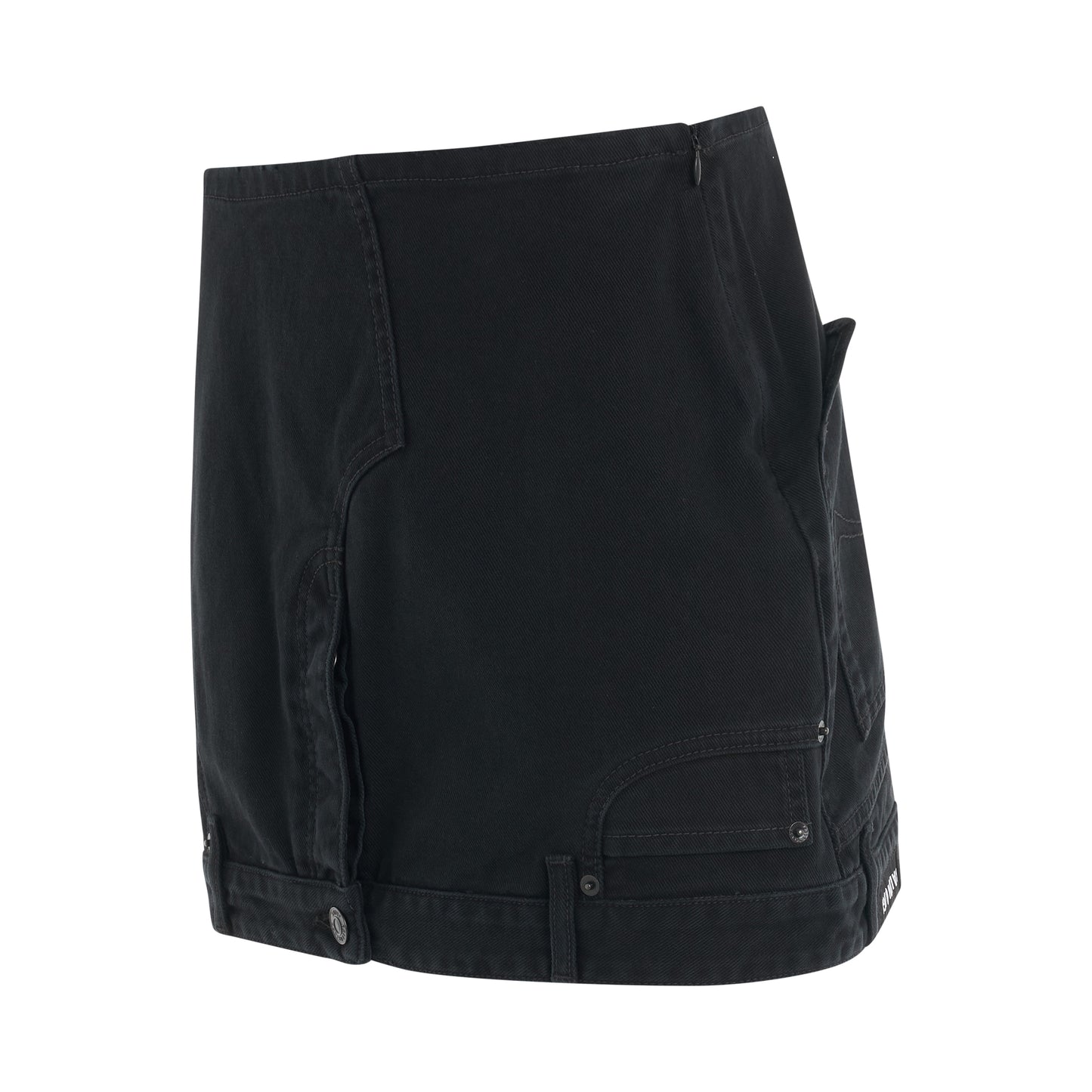 Upside Down Denim Mini Skirt in Black