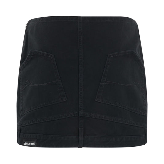 Upside Down Denim Mini Skirt in Black