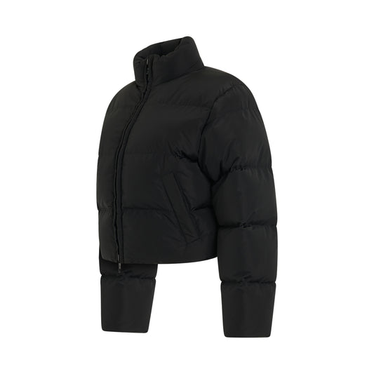 Shrunk Patent Puffer Jacket in Black