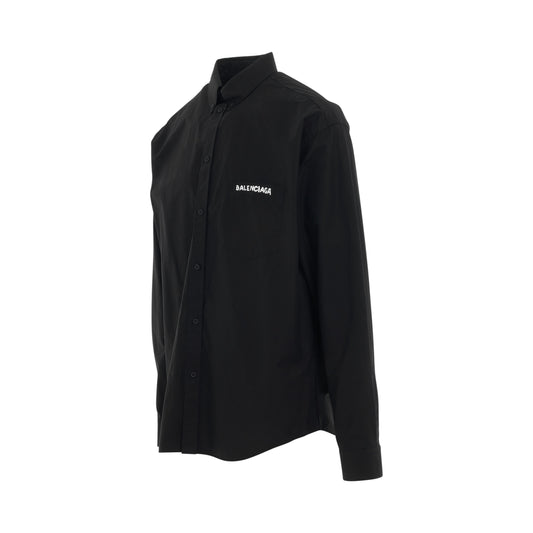 Logo Long Sleeve Oversized Shirt in Black