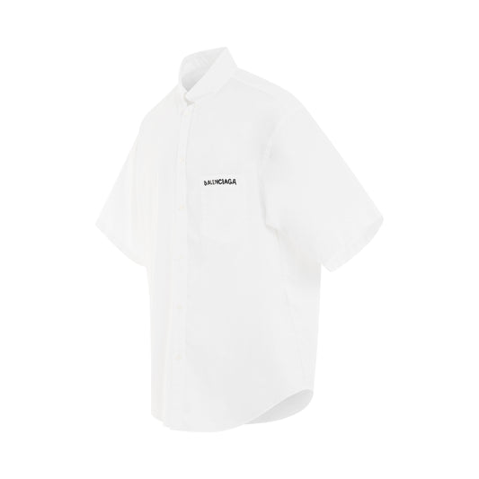 Logo Short Sleeve Oversized Shirt in White