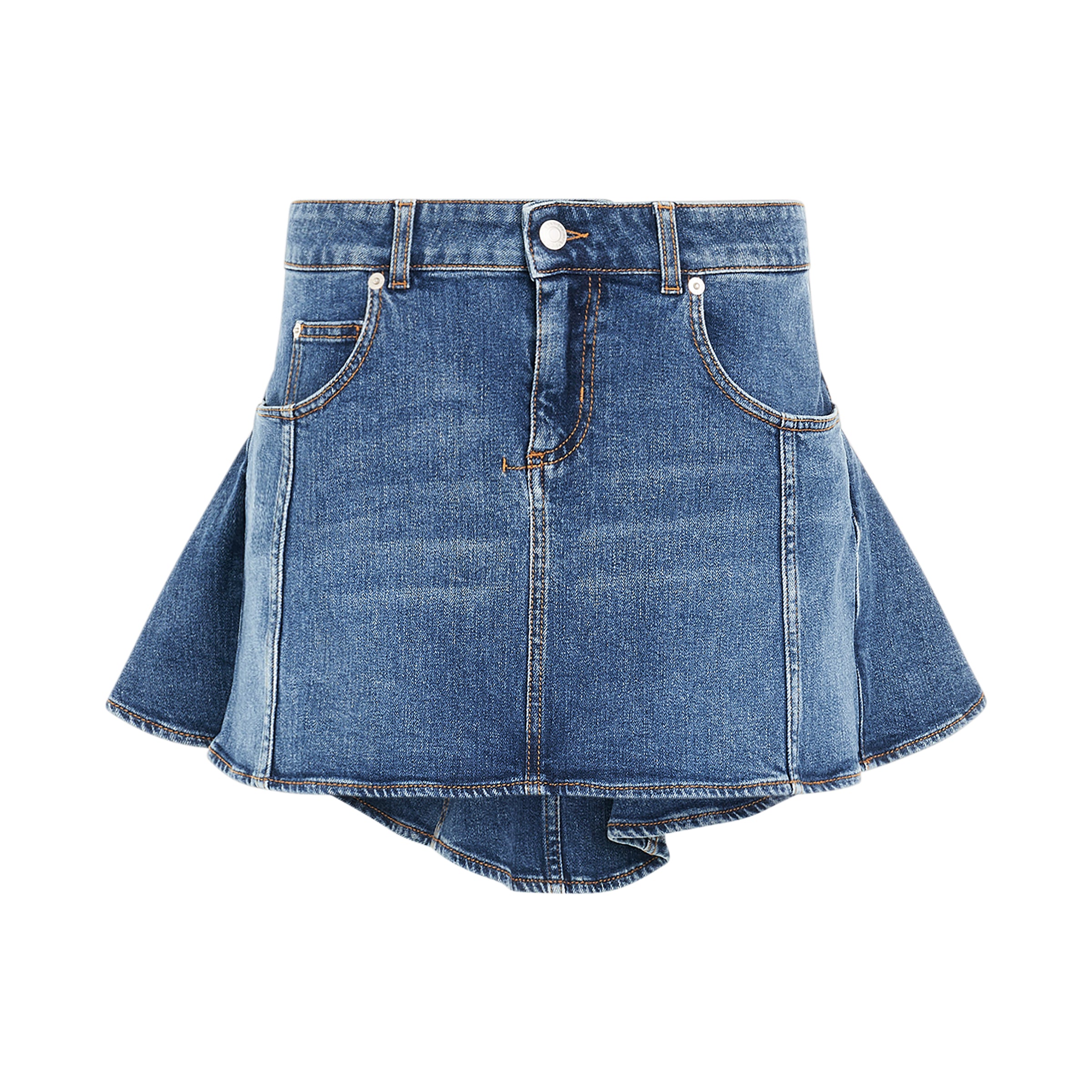 Kick Back Denim Skirt in Blue Wash