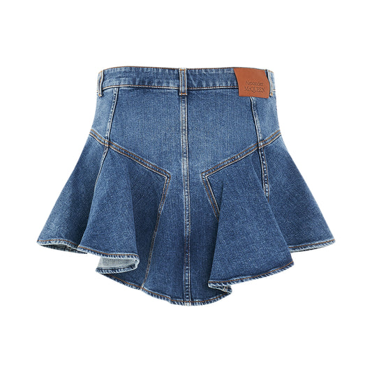 Kick Back Denim Skirt in Blue Wash