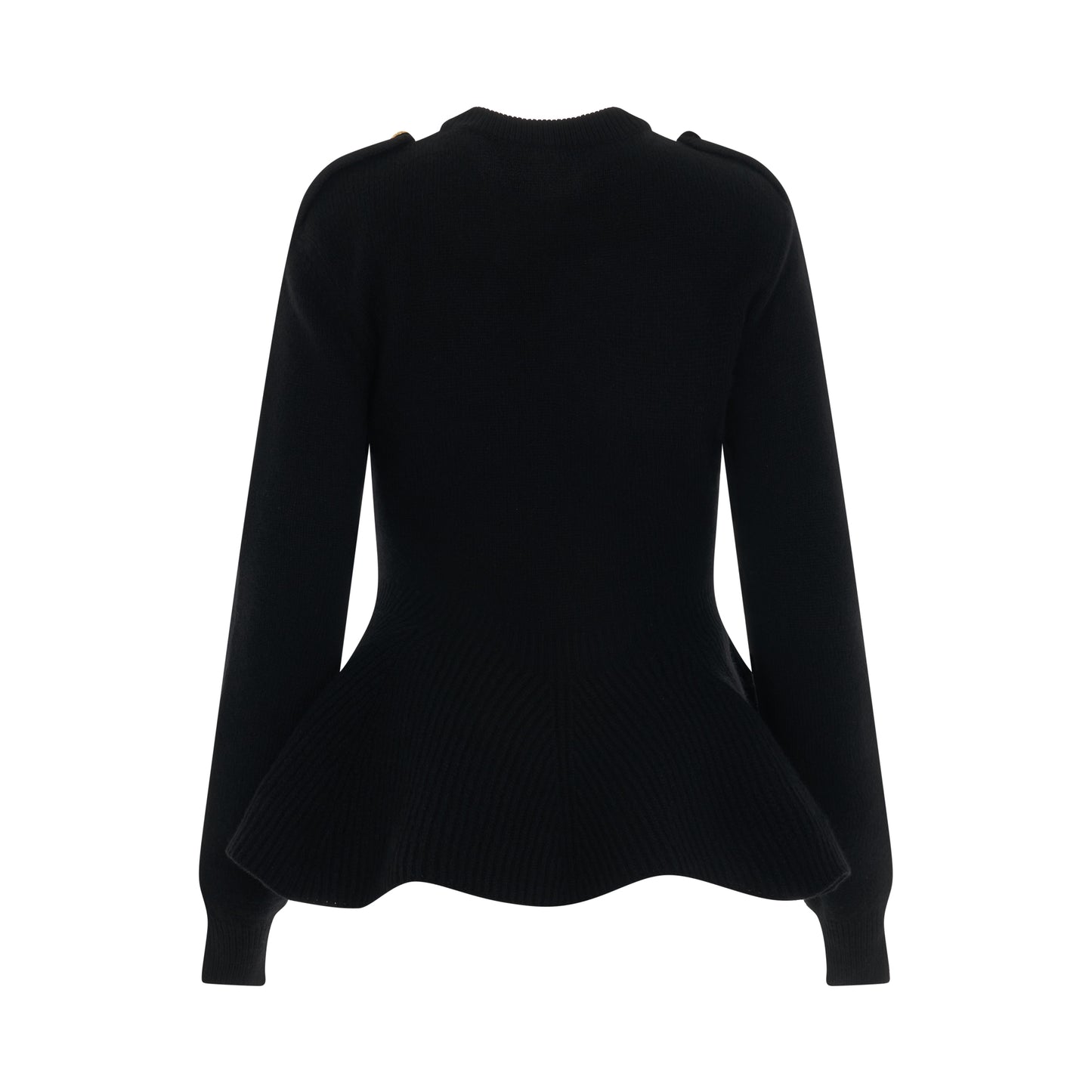 ALEXANDER McQUEEN Military Peplum Knit Sweater in Black/Gold – MARAIS