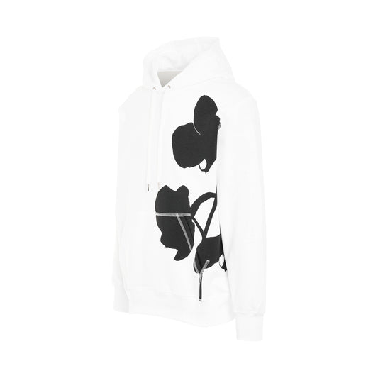 Orchid Print Hoodie in White