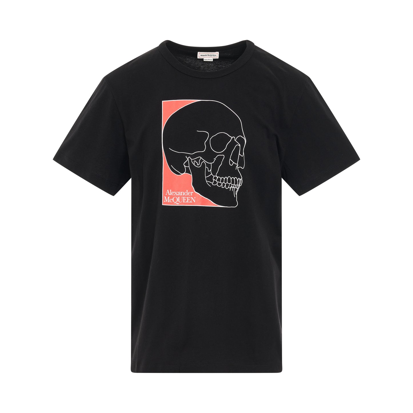 Outline Skull Print T-Shirt in Black/Red