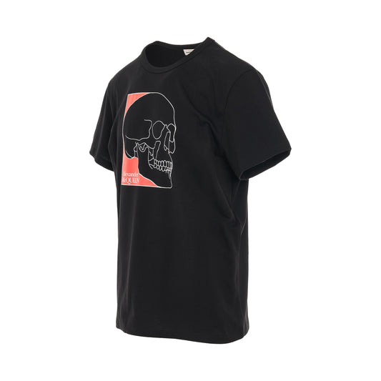 Outline Skull Print T-Shirt in Black/Red