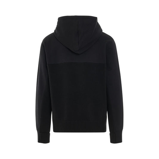 Hybrid Logo with Charm Hooded Sweater in Black