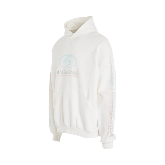 Surfer Round Hoodie in White/Light Blue