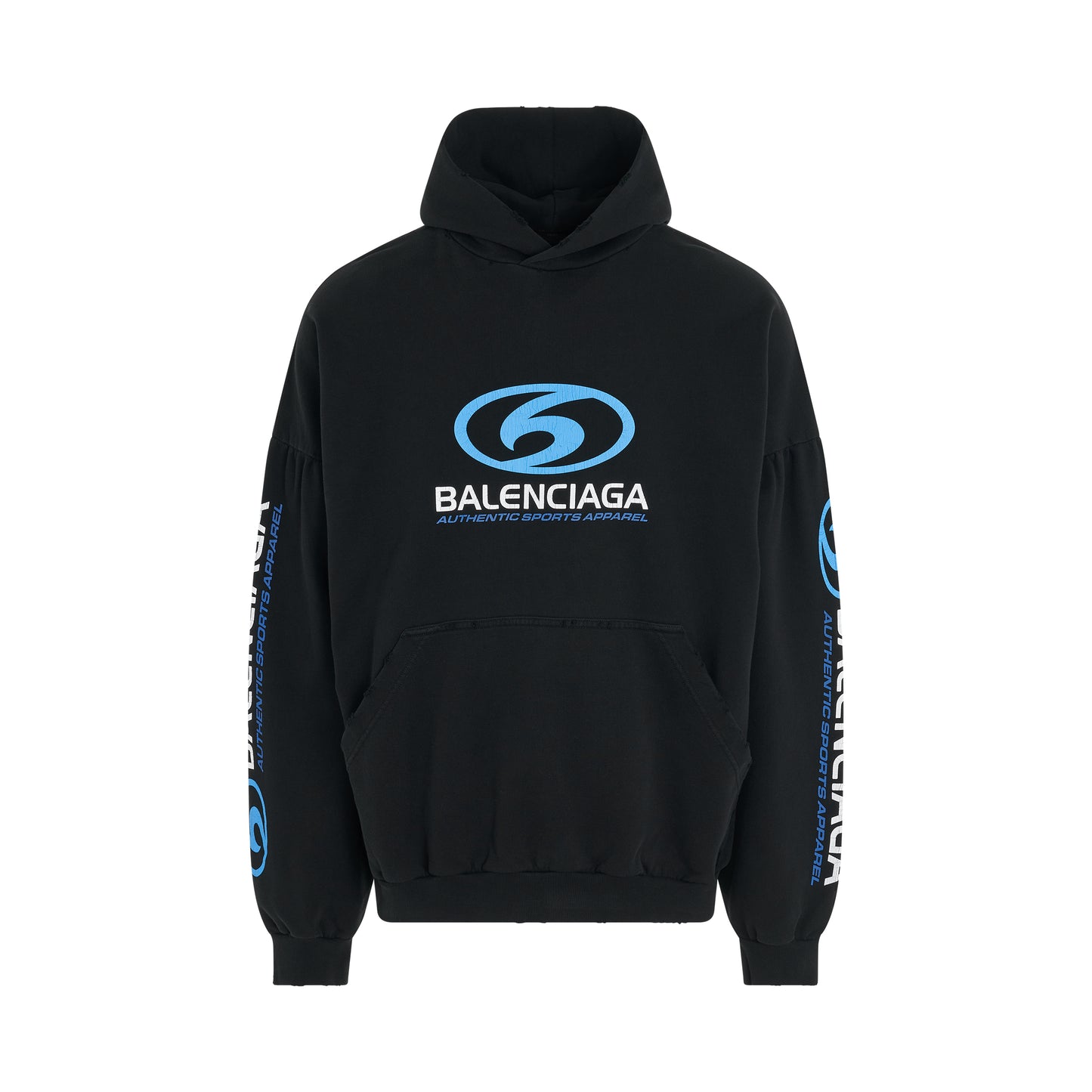 Surfer Cracked Round Hoodie in Black/Blue