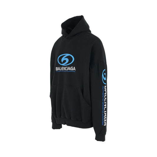 Surfer Cracked Round Hoodie in Black/Blue