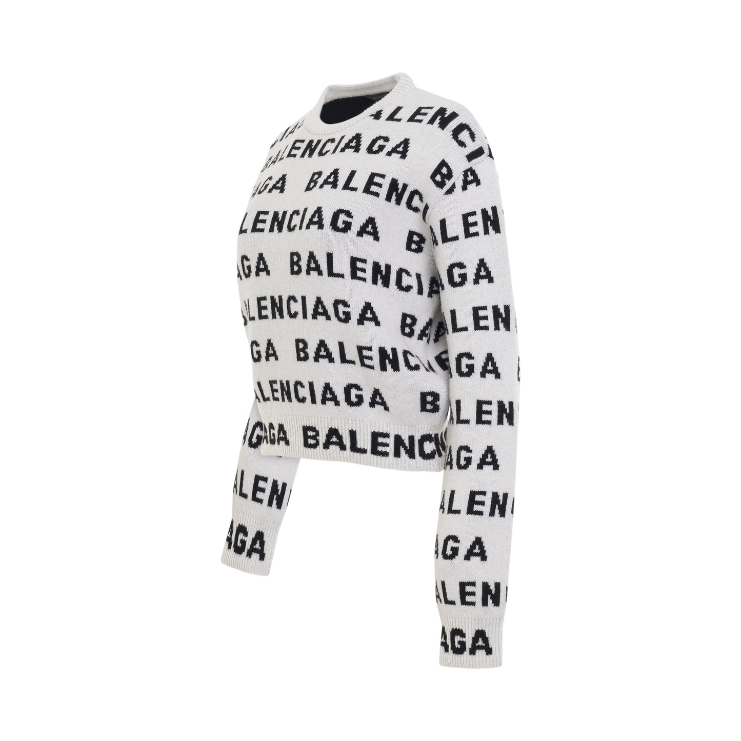 Allover Logo Horizontal Cropped Sweater in White
