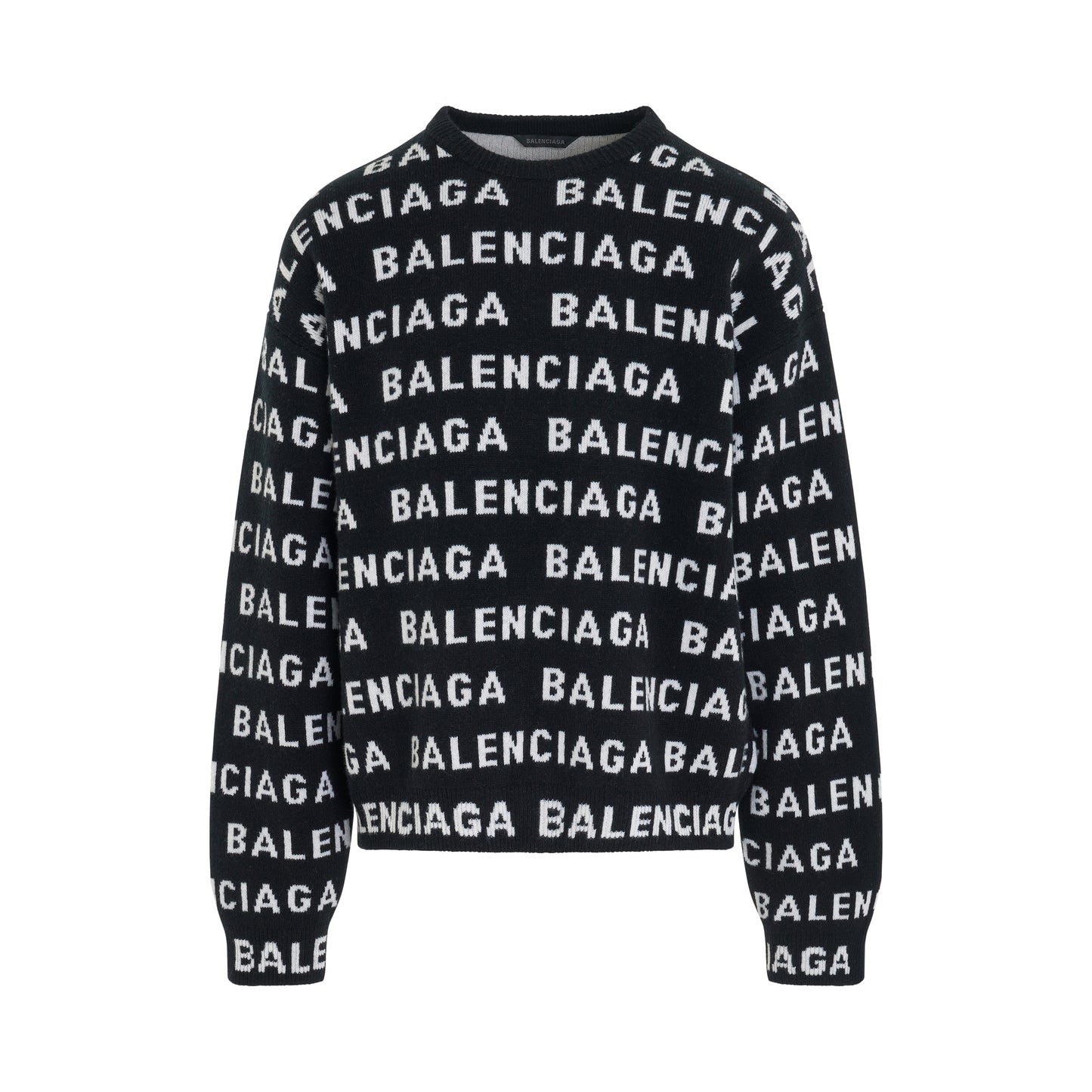 All-Over Logo Knit Sweater in Black/White