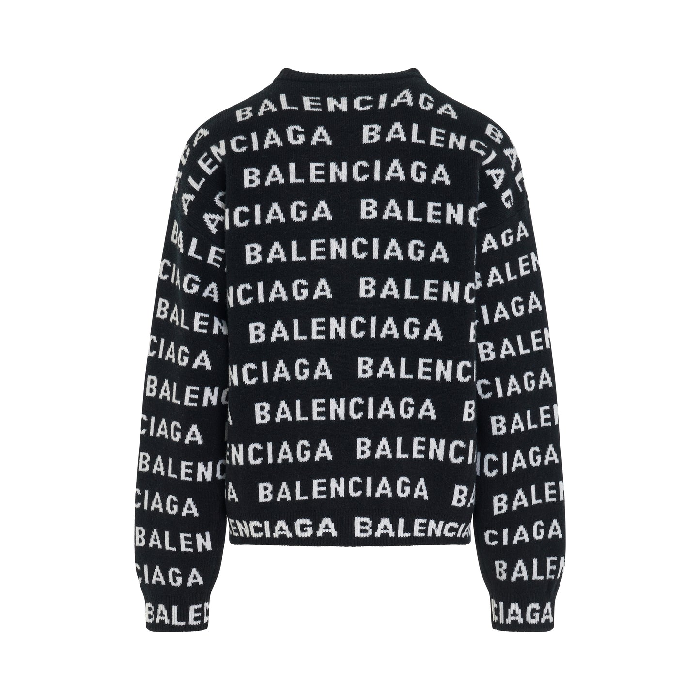All-Over Logo Knit Sweater in Black/White