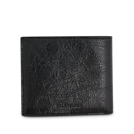 Le Cagole Men Square Fold Wallet in Black